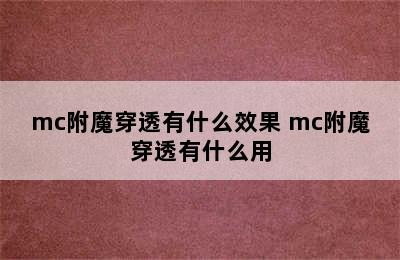 mc附魔穿透有什么效果 mc附魔穿透有什么用